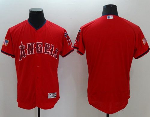 Angels of Anaheim Blank Red Fashion Stars & Stripes Flexbase Authentic Stitched MLB Jersey - Click Image to Close